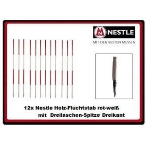 12x Nestle Holz-Fluchtstab 2m mit Dreikant-Dreilaschenspitze