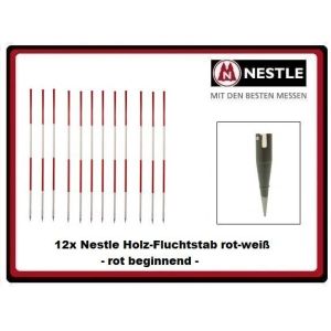 12x Nestle Holz-Fluchtstab 2m rot-beginnend