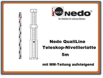 Nedo QualiLine Teleskop-Nivellierlatte 5m