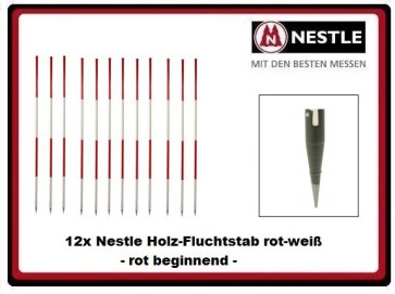 12x Nestle Holz-Fluchtstab 2m rot-beginnend