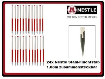 24x Nestle Steckbarer Stahl-Fluchtstab 1.08m