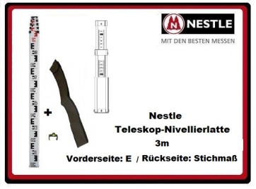 Nestle Teleskop-Nivellierlatte 3m mit E-/Stichmass-Teilung
