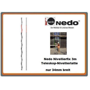 Nedo Nivellierfix 3m Teleskop-Nivellierlatte 34mm