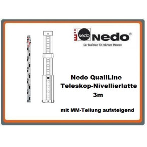 Nedo QualiLine Teleskop-Nivellierlatte 3m