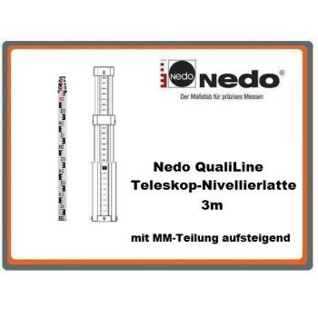 Nedo QualiLine Teleskop-Nivellierlatte 3m