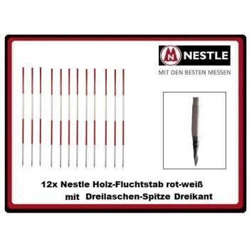 12x Nestle Holz-Fluchtstab 2m mit Dreikant-Dreilaschenspitze